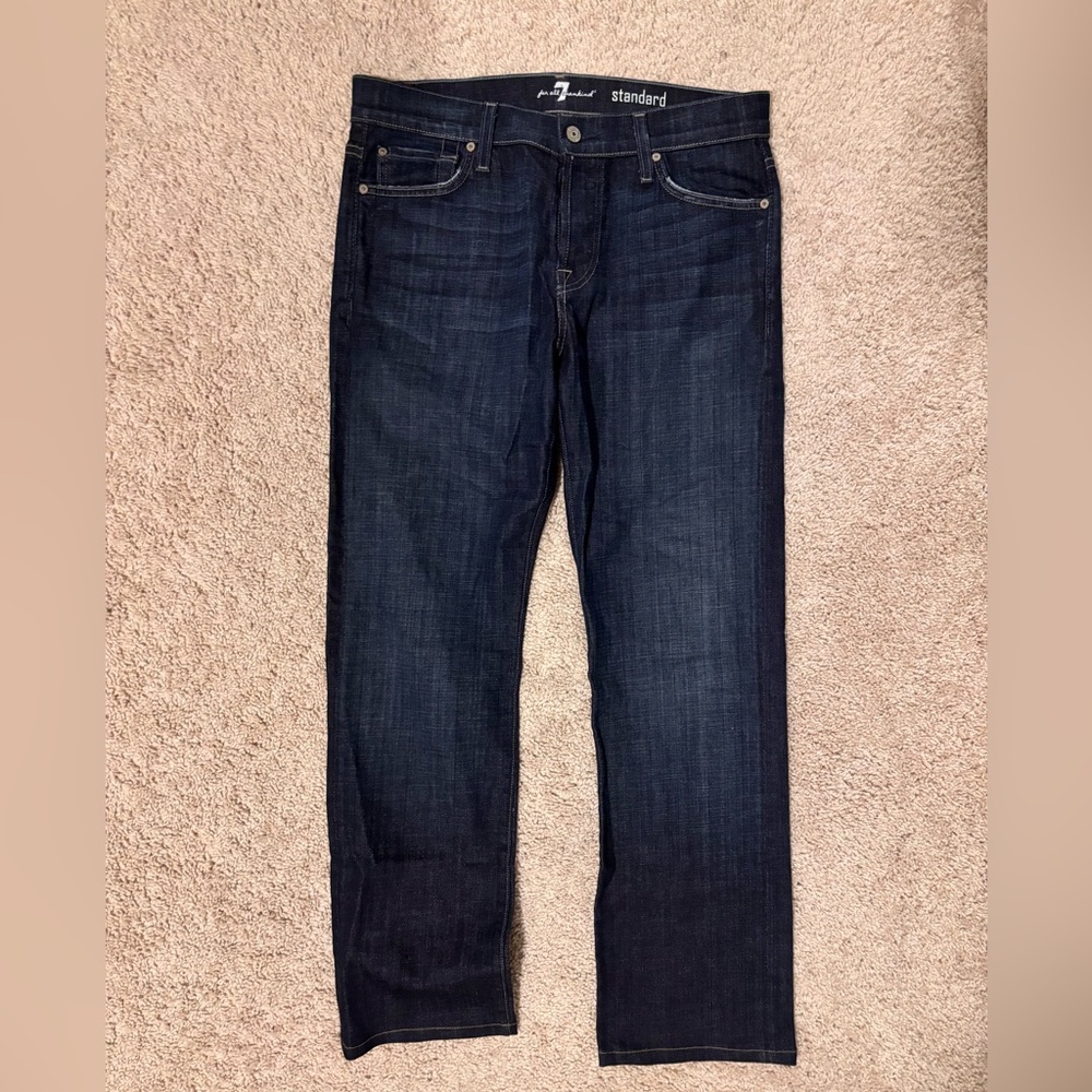 SEVEN FOR ALL MANKIND  Dark Blue Standard Straight Leg Jean